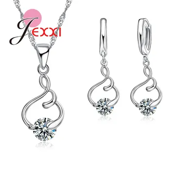 New 925 Sterling Silver Wedding Pendants Necklaces Earring Set For Women Engagement Austrian Crystal Bridal Jewelry Sets 
New 925 Sterling Silver Wedding Pendants Necklaces Earring Set For Women Engagement Austrian Crystal Bridal Jewelry Sets