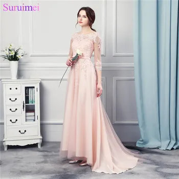 3/4 Long Sleeves Peach Pink Long Chiffon Evening Dresses Floor Length Lace Applique Formal Evening Gown
3/4 Long Sleeves Peach Pink Long Chiffon Evening Dresses Floor Length Lace Applique Formal Evening Gown