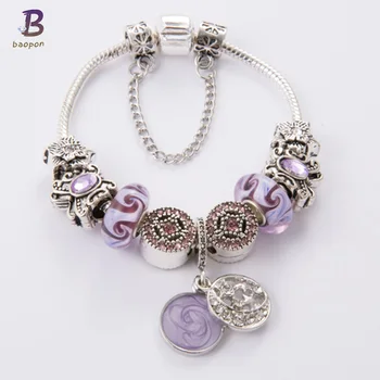 BAOPON Antique Silver Plated Charm Bracelet & Bangle with Purple Round Crystal Pendant Ball Women Wedding Valentine's Day Gift
BAOPON Antique Silver Plated Charm Bracelet & Bangle with Purple Round Crystal Pendant Ball Women Wedding Valentine's Day Gift