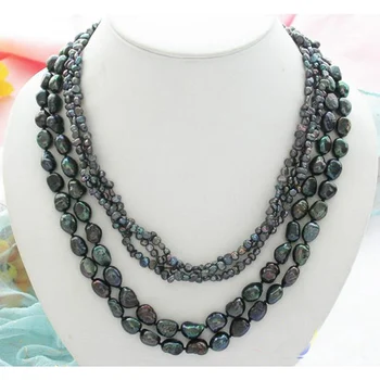 Fashion Women Pearl Jewellery Gift,5Rows 21inches Black Baroque Freshwater Cultured Pearl Necklace,Wholesale,Free Shipping
Fashion Women Pearl Jewellery Gift,5Rows 21inches Black Baroque Freshwater Cultured Pearl Necklace,Wholesale,Free Shipping