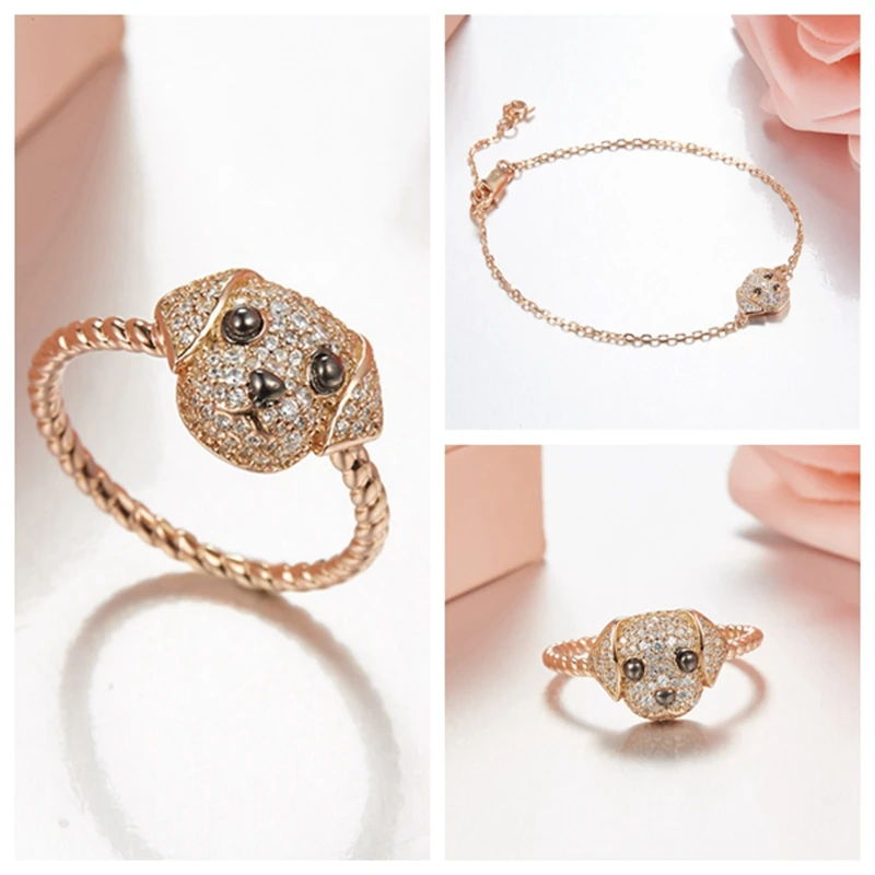 Fashion Chihuahua Pet Dog Animal Chain Bracelet Finger Ring 925 Sterling Silver Labrador Pet Set Women Wedding Jewelry Animal
Fashion Chihuahua Pet Dog Animal Chain Bracelet Finger Ring 925 Sterling Silver Labrador Pet Set Women Wedding Jewelry Animal