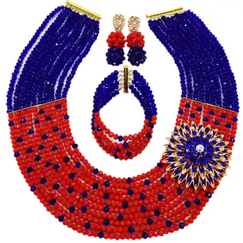 Fashion Royal Blue Opaque Red Crystal Beaded Statement Necklace Nigerian Wedding African Beads Jewelry Set for Women 10C-SZ45
Fashion Royal Blue Opaque Red Crystal Beaded Statement Necklace Nigerian Wedding African Beads Jewelry Set for Women 10C-SZ45