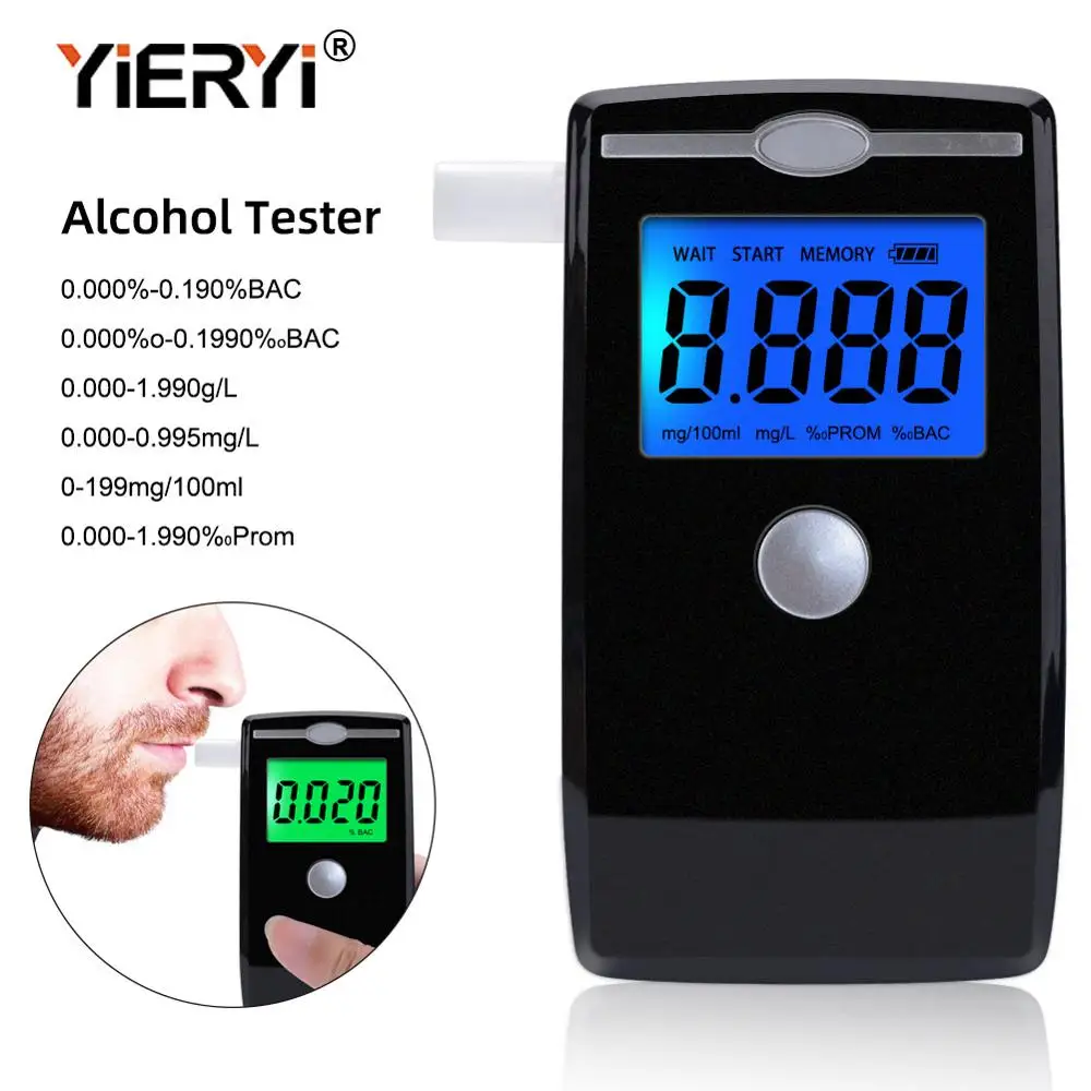 

yieryi AT5500 Digital Breath Alcohol Tester for Home Use Accuracy Breathalyzer LED Screen with 5pcs Transparent Mouthpieces