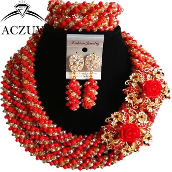 ACZUV Opaque Red and Gold AB Dubai Nigerian Beads African Jewelry Set Wedding Party Necklaces A3R016
ACZUV Opaque Red and Gold AB Dubai Nigerian Beads African Jewelry Set Wedding Party Necklaces A3R016
