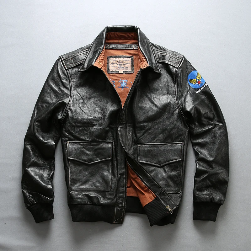 Avirex fly vintage air force flight jacket men real cow leather coat A-1 bomber leather jacket men black brown 2018
Avirex fly vintage air force flight jacket men real cow leather coat A-1 bomber leather jacket men black brown 2018
