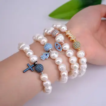 Newest 6Pcs Fashion Mixed Style Micro Pave CZ charm Pearl bracelet For Women Gift 
Newest 6Pcs Fashion Mixed Style Micro Pave CZ charm Pearl bracelet For Women Gift