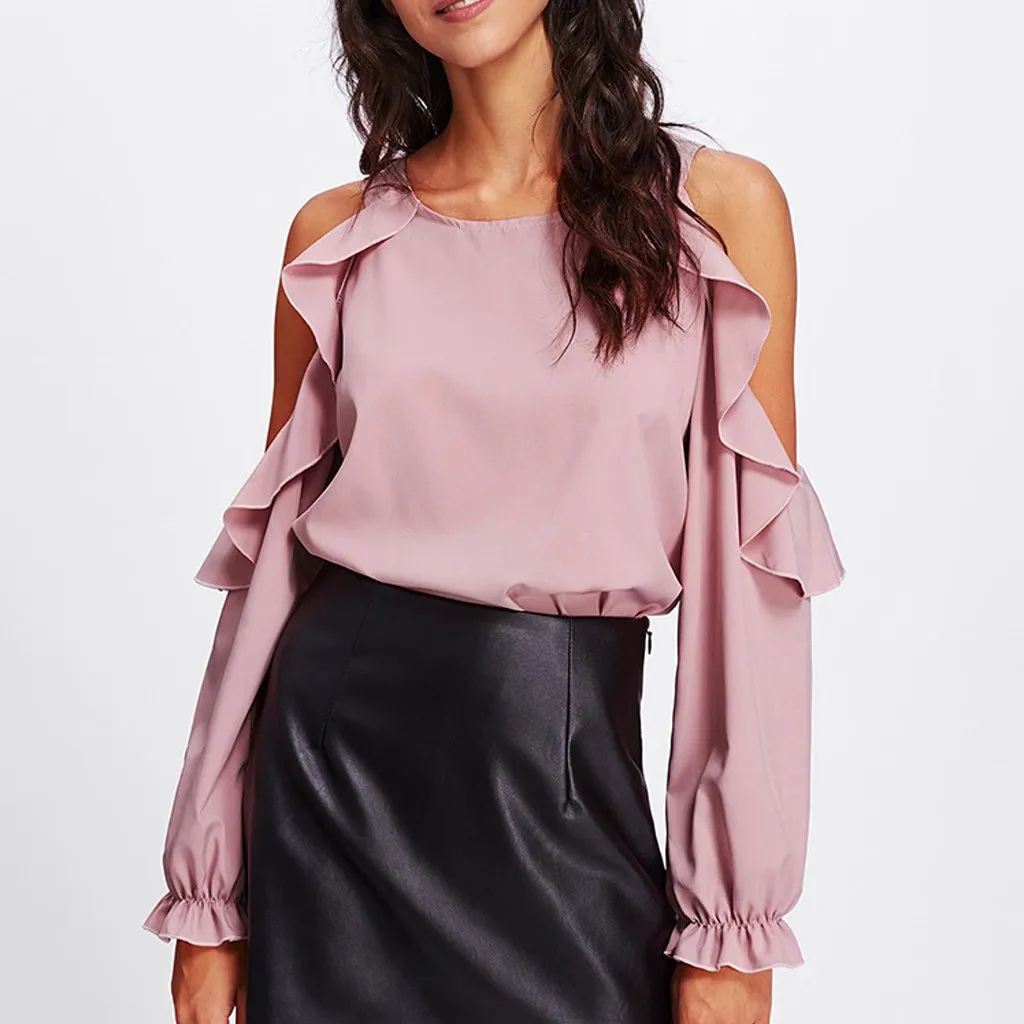 Feitong Elegant Off Shoulder T-shirt Fashion Womens Pleated Round Neck Solid Blusa Clothes Long Sleeve Pink Black T-Shirt Tops
Feitong Elegant Off Shoulder T-shirt Fashion Womens Pleated Round Neck Solid Blusa Clothes Long Sleeve Pink Black T-Shirt Tops