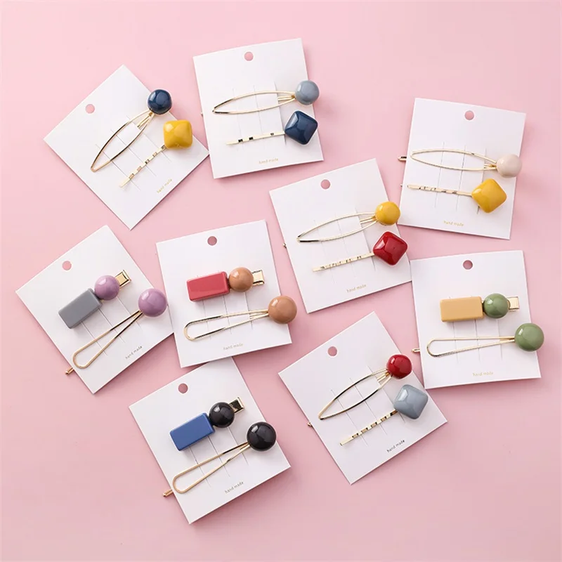 New fashion acrylic hair clip 2 piece set one word clip women's suit candy color round square duckbill clip
New fashion acrylic hair clip 2 piece set one word clip women's suit candy color round square duckbill clip