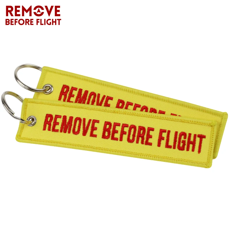 Fashion Jewelry Remove Before Flight Key Chains Fobs Jewelry Yellow OEM Key Chains Embroidery Aviation Gifts Chaveiro Masculino (7)