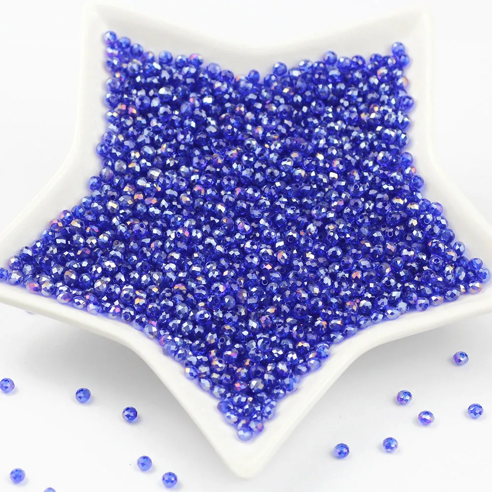 

Dark blue AB Rondelle Austrian faceted Crystal Glass Beads 4mm 100pcs Loose Spacer Round Bead for Jewelry Making DIY accessories