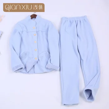 2018 Winter hot sale Women flannel Thicken warm Pajamas Set Standing collar Sleepwear Suit light blue Pyjamas casual homewear
2018 Winter hot sale Women flannel Thicken warm Pajamas Set Standing collar Sleepwear Suit light blue Pyjamas casual homewear