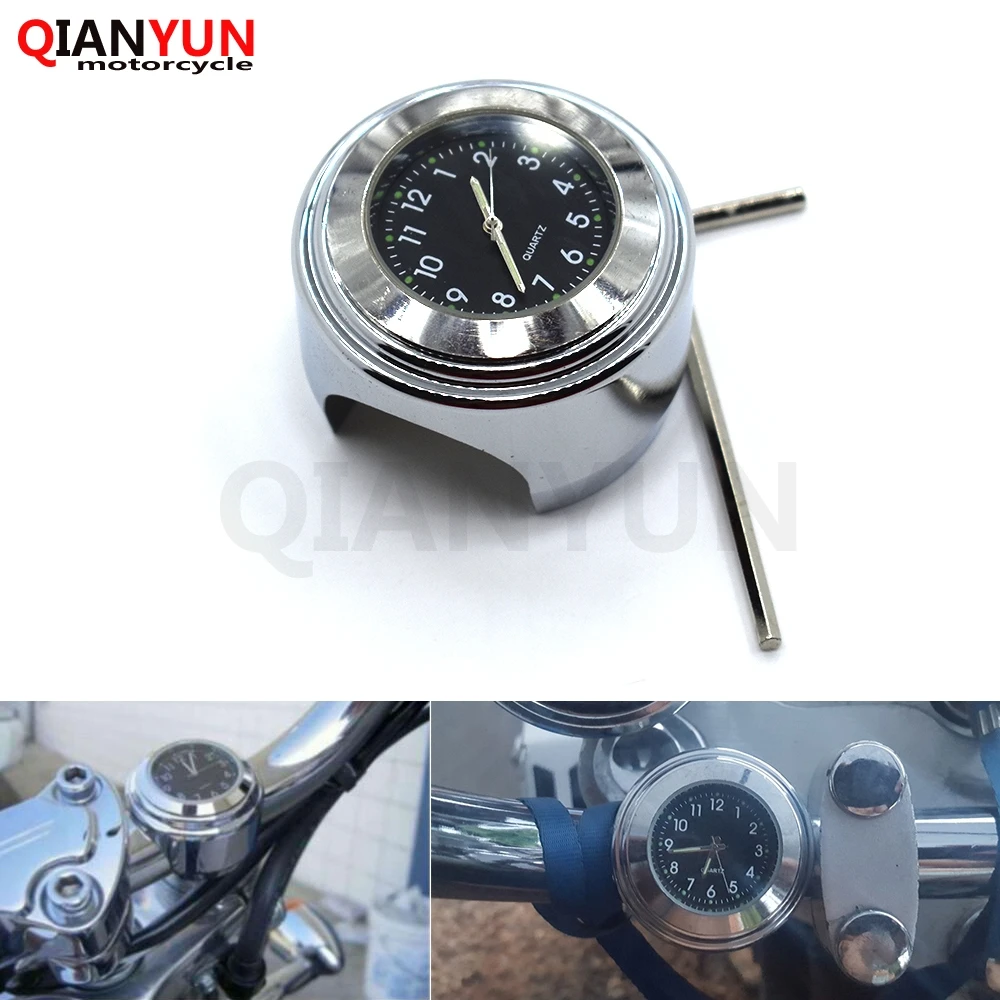 7/8" 22mm adjustable chrome motorcycle handlebar mounted quartz watch clock for Yamaha FZ6 FAZER FZ6R FZ8 MT-07/FZ-7 MT-09 FZ9
7/8" 22mm adjustable chrome motorcycle handlebar mounted quartz watch clock for Yamaha FZ6 FAZER FZ6R FZ8 MT-07/FZ-7 MT-09 FZ9
