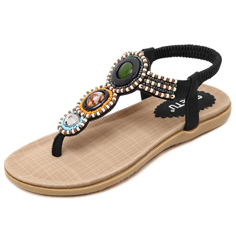 2019 Female'S Flat Sandals Ladies Shoes Women'S Summer Footwear Back Strap Ethnic Style Beaded Beach Shoes 148-A6 
2019 Female'S Flat Sandals Ladies Shoes Women'S Summer Footwear Back Strap Ethnic Style Beaded Beach Shoes 148-A6