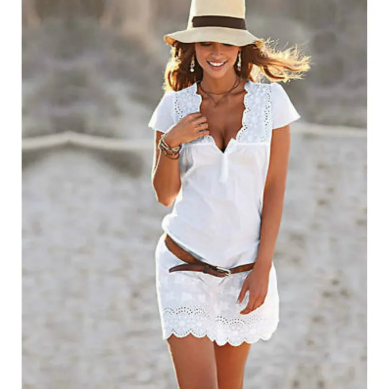 2017Summer Style Sexy Women V-neck Flower Embroidery Loose Dress Mini Dresses White Vintage Elegant Short Sleeve Dress Plus Size
2017Summer Style Sexy Women V-neck Flower Embroidery Loose Dress Mini Dresses White Vintage Elegant Short Sleeve Dress Plus Size