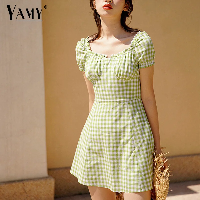 Boho vintage beach plaid white green dress elegant ruched casual mini sexy backless a line Summer dress 2019 vestidos
Boho vintage beach plaid white green dress elegant ruched casual mini sexy backless a line Summer dress 2019 vestidos