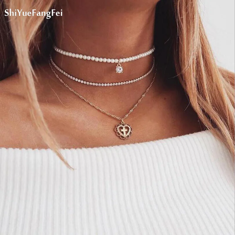 Analog Pearl Bohemian Heart Shaped Round Chain Multilayer Gold Pendant Necklace Retro Exaggerated Summer Necklace Female Jewelry
Analog Pearl Bohemian Heart Shaped Round Chain Multilayer Gold Pendant Necklace Retro Exaggerated Summer Necklace Female Jewelry