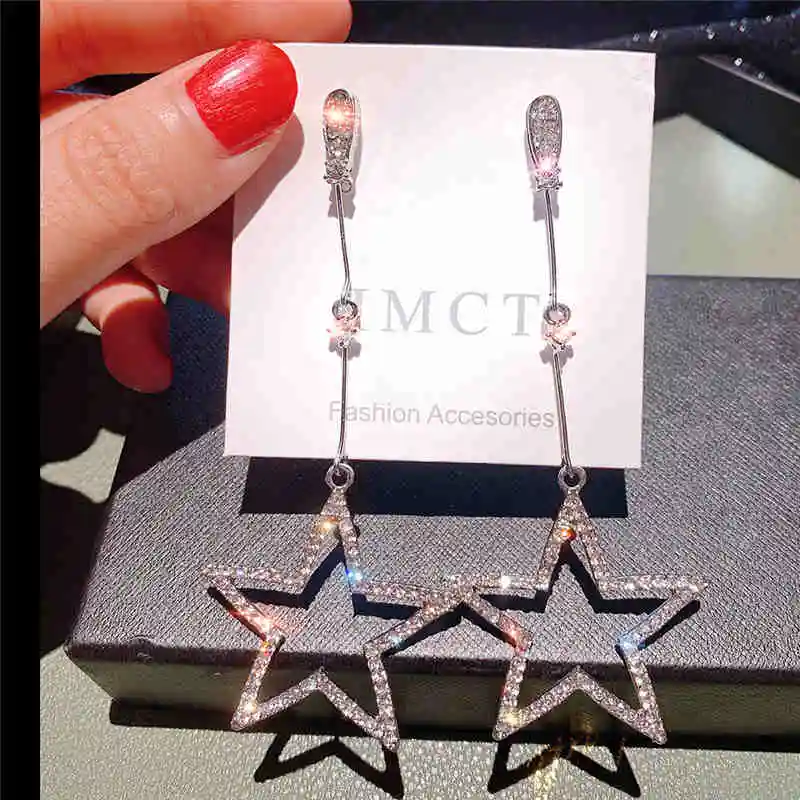 2019 Elegant Long Earrings Crystal Rhinestone Hollow Silver Big Star Hanging Earrings Ladies New Fashion Oorbellen Bjoux Jewelry
2019 Elegant Long Earrings Crystal Rhinestone Hollow Silver Big Star Hanging Earrings Ladies New Fashion Oorbellen Bjoux Jewelry