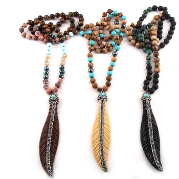 Fashion Stone Mixed Color Knotted Paved Leaves Pendant Necklaces For Women Ethnic Necklace
Fashion Stone Mixed Color Knotted Paved Leaves Pendant Necklaces For Women Ethnic Necklace