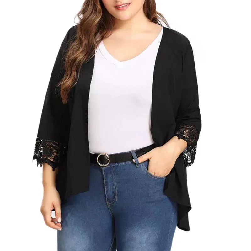 2019 summer Plus Size Cardigan Women 5XL Lace Edge Ribbed Cardigan Open Front Loose Cardigans Outwear Sun protection clothing
2019 summer Plus Size Cardigan Women 5XL Lace Edge Ribbed Cardigan Open Front Loose Cardigans Outwear Sun protection clothing