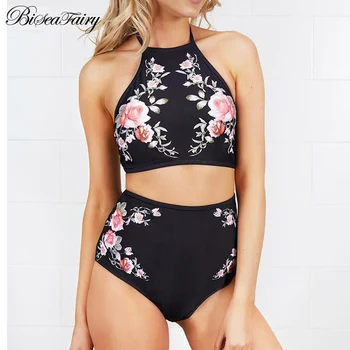 Biseafairy High Neck Bikinis Women Swimwear High Waist Swimsuit 2019 Retro Print Floral Crop Top Halter Bikini Set Bating Suit
Biseafairy High Neck Bikinis Women Swimwear High Waist Swimsuit 2019 Retro Print Floral Crop Top Halter Bikini Set Bating Suit