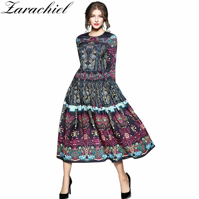 New 2019 Autumn Retro Printing Long Dress Women Long Sleeve O Neck Vintage Tunic Maxi Dress Slim Big Hem Party Bohemian Dress
New 2019 Autumn Retro Printing Long Dress Women Long Sleeve O Neck Vintage Tunic Maxi Dress Slim Big Hem Party Bohemian Dress