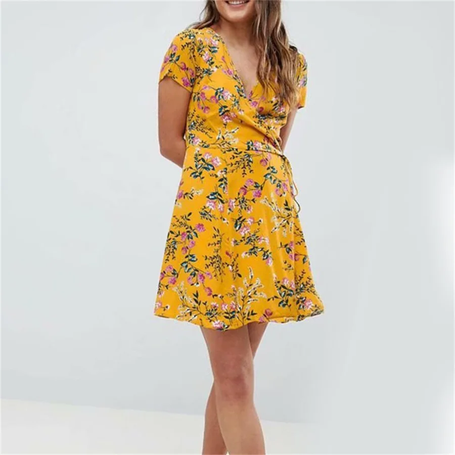 Sexy V-neck Women's Floral Print Boho Tunic Maxi Vintage Chiffon Short-sleeved Autumn Beach Casual Vestidos de festa
Sexy V-neck Women's Floral Print Boho Tunic Maxi Vintage Chiffon Short-sleeved Autumn Beach Casual Vestidos de festa