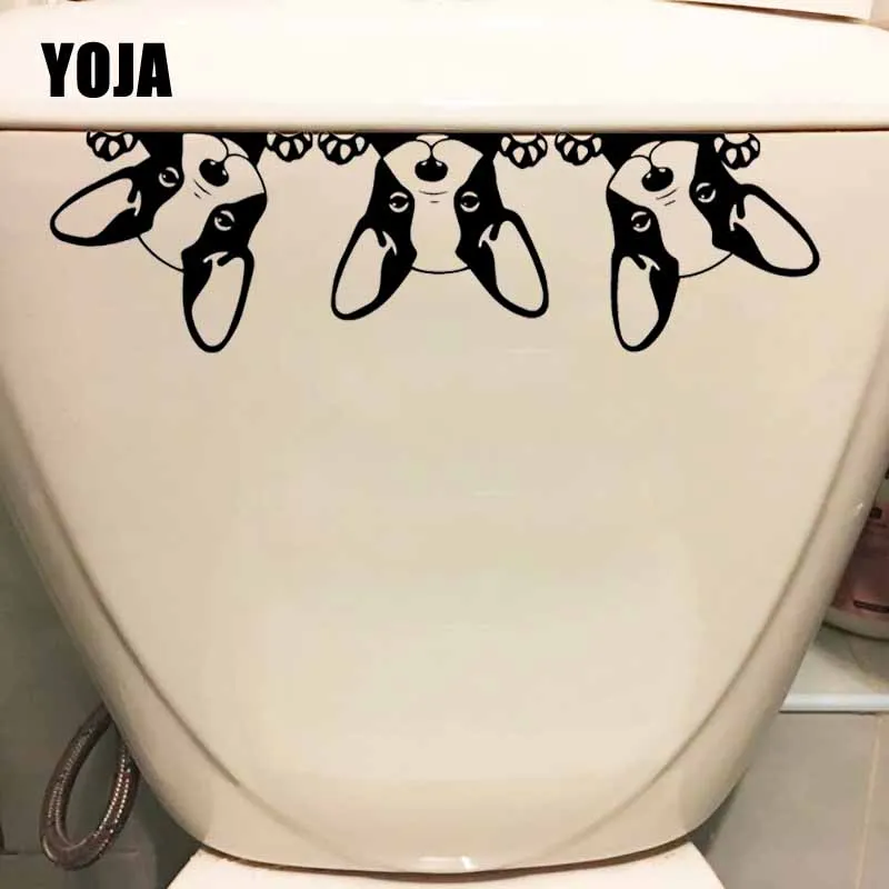 YOJA 24X7CM Home Decor Wall Sticker Toilet Decal Puppies Pets French Bulldog Animals T5-1526 | Дом и сад