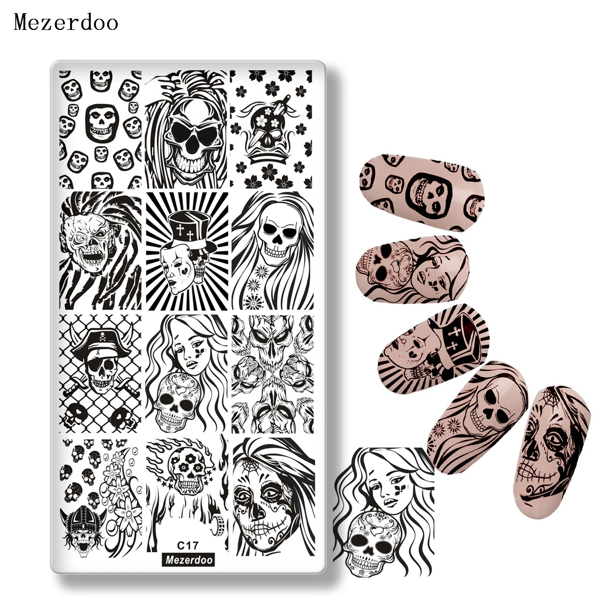 Mezerdoo Halloween Rectangle Nail Stamping Template DIY Cross Bloody Skull Design Nail Art Image Plate Tools C17
Mezerdoo Halloween Rectangle Nail Stamping Template DIY Cross Bloody Skull Design Nail Art Image Plate Tools C17