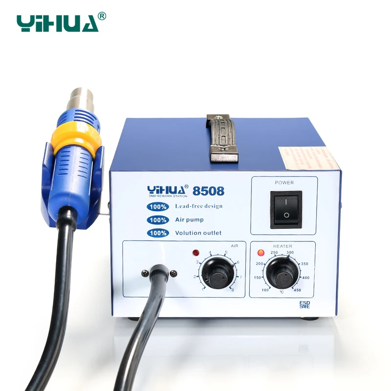 Free Shipping ESD Hot-Air Yihua 8508 Temperature Controlled Air Soldering Station With Silicone Line
Free Shipping ESD Hot-Air Yihua 8508 Temperature Controlled Air Soldering Station With Silicone Line