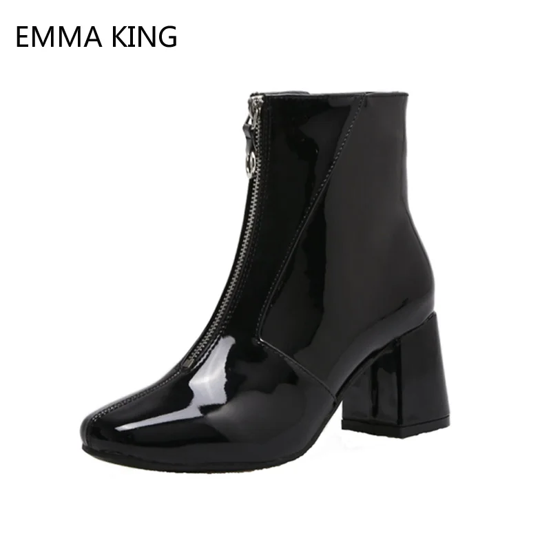 Fashion Chelsea Boots Women New Mid Heels Ankle Boots Zipper Square Heels Round Toe Patent Leather Shoes Booties 2018
Fashion Chelsea Boots Women New Mid Heels Ankle Boots Zipper Square Heels Round Toe Patent Leather Shoes Booties 2018