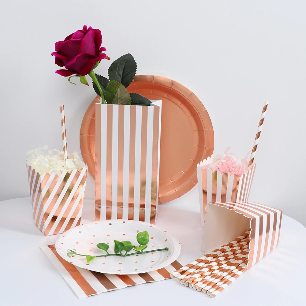 2018 New Rose Gold Tableware Sets Popcorn Box Cup Plate Party Tableware for Birthday Wedding Decor Birthday Party Supplies
2018 New Rose Gold Tableware Sets Popcorn Box Cup Plate Party Tableware for Birthday Wedding Decor Birthday Party Supplies