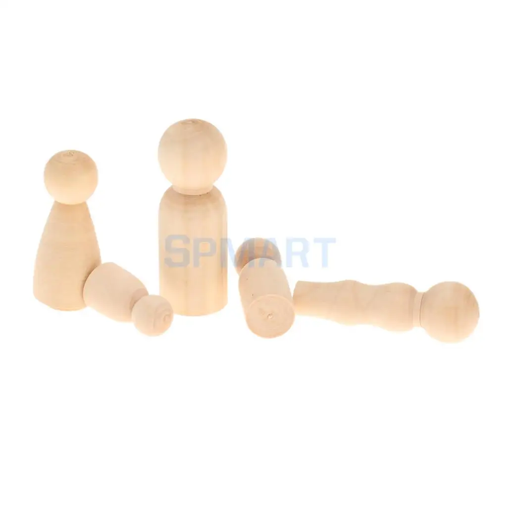20pcs Wooden Family People Nesting Set Plain Unfinished Peg Dolls DIY Making Findings Cake Topper DIY Craft Kids Toy Gift