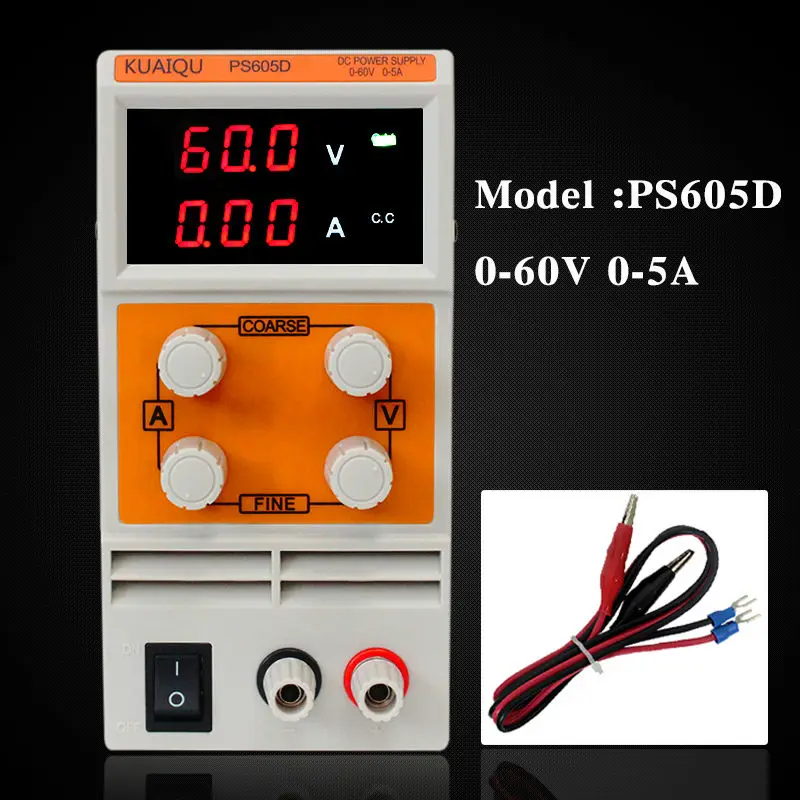 KUAIQU mini DC Power Supply PS605D 60V 5A 3 digits Switching Power Supply Display Variable Adjustable laboratory power supply
KUAIQU mini DC Power Supply PS605D 60V 5A 3 digits Switching Power Supply Display Variable Adjustable laboratory power supply