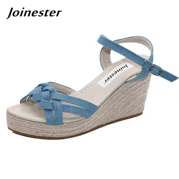 Women Espadrilles Wedge Sandals Ladies Open Toe Platform Heel Sandal Buckle Strap Summer Shoes for Woman Denim Braid Sandals
Women Espadrilles Wedge Sandals Ladies Open Toe Platform Heel Sandal Buckle Strap Summer Shoes for Woman Denim Braid Sandals