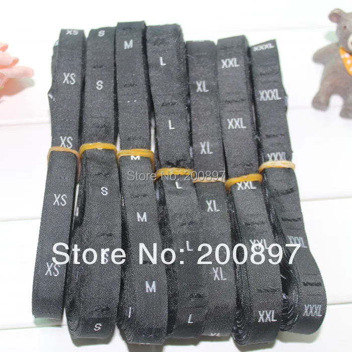 black size tags with white sizing letters size woven labels 500pieces lot for single size tag
black size tags with white sizing letters size woven labels 500pieces lot for single size tag