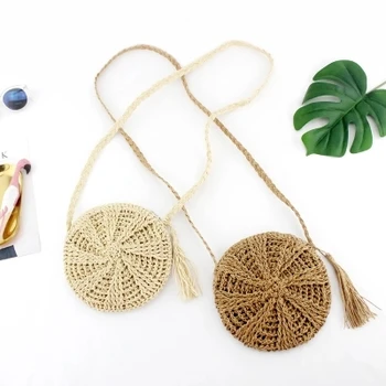 tassel Handmade Rattan Woven Round Lady's Handbag Straw Knit Summer Beach Bag Woman Shoulder Messenger Bag Khaki Beige Tote
tassel Handmade Rattan Woven Round Lady's Handbag Straw Knit Summer Beach Bag Woman Shoulder Messenger Bag Khaki Beige Tote