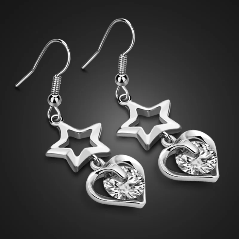 Fashion Statement Minimalist 925 Sterling Silver Cubic Zirconia Heart Star Pendant Earrings Street Style Jewelry
Fashion Statement Minimalist 925 Sterling Silver Cubic Zirconia Heart Star Pendant Earrings Street Style Jewelry