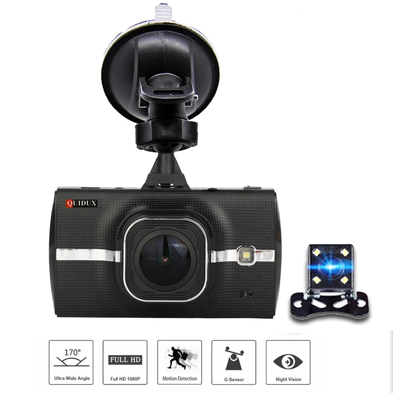 QUIDUX-Dual-Lens-Full-HD-1080P-Car-DVR-Camera-ADAS-Night-vision-dash-cam-1296P-Video