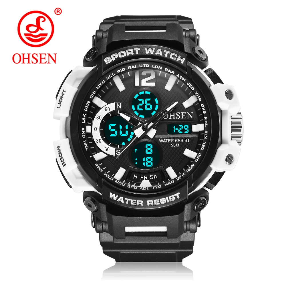 NEW 2019 OHSEN Fashion Quartz Digital Watch Men LED Alarm Waterproof Sports Watch Mens Rubber Band Army Wristwatch Montre Homme
NEW 2019 OHSEN Fashion Quartz Digital Watch Men LED Alarm Waterproof Sports Watch Mens Rubber Band Army Wristwatch Montre Homme