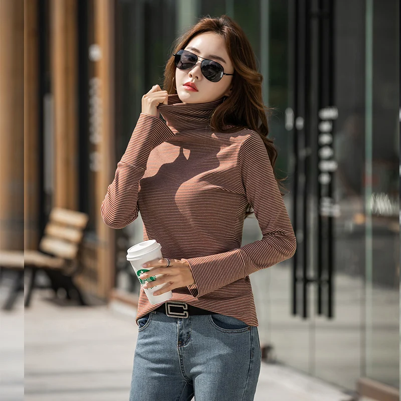New Arrival Striped Tee Shirts Vintage Turtleneck Tops Tee Long Sleeve Women Clothes Korean Autumn Winter Bottom T Shirt
New Arrival Striped Tee Shirts Vintage Turtleneck Tops Tee Long Sleeve Women Clothes Korean Autumn Winter Bottom T Shirt