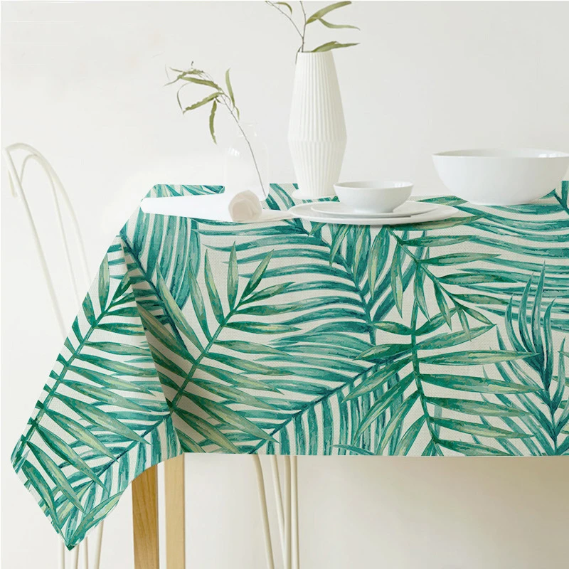 Table cloth Rectangular Pastoral style Tropical Plants Printed Tablecloth Home Protection and decoration Elegant Table cover 4