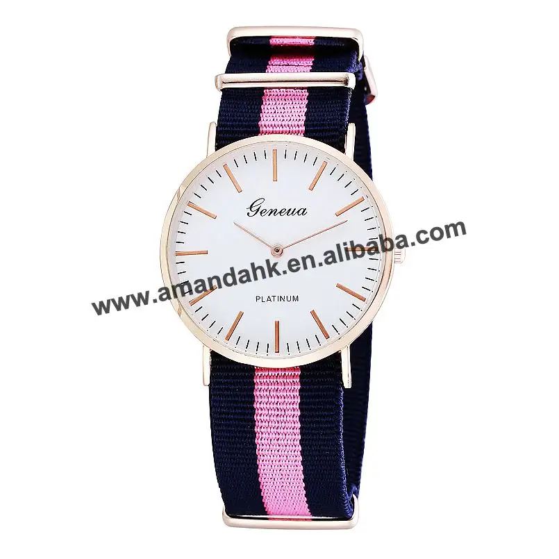 Hot Sale Geneva Multicolor Stripe Watches Nylon Fabric Canvas Men Sports Watch Super Thin Case Geneva Wristwatch Hours
Hot Sale Geneva Multicolor Stripe Watches Nylon Fabric Canvas Men Sports Watch Super Thin Case Geneva Wristwatch Hours