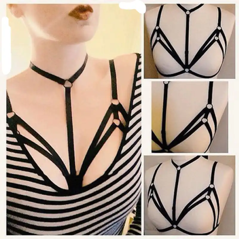 sexy lingerie bandage solid color open bra bust chest line ...