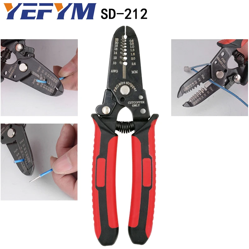 SD-212 cutter stripper pliers industrial grade wire stripper tools SK4 material blade wire stripping directly 0.6-2.6mm2
SD-212 cutter stripper pliers industrial grade wire stripper tools SK4 material blade wire stripping directly 0.6-2.6mm2