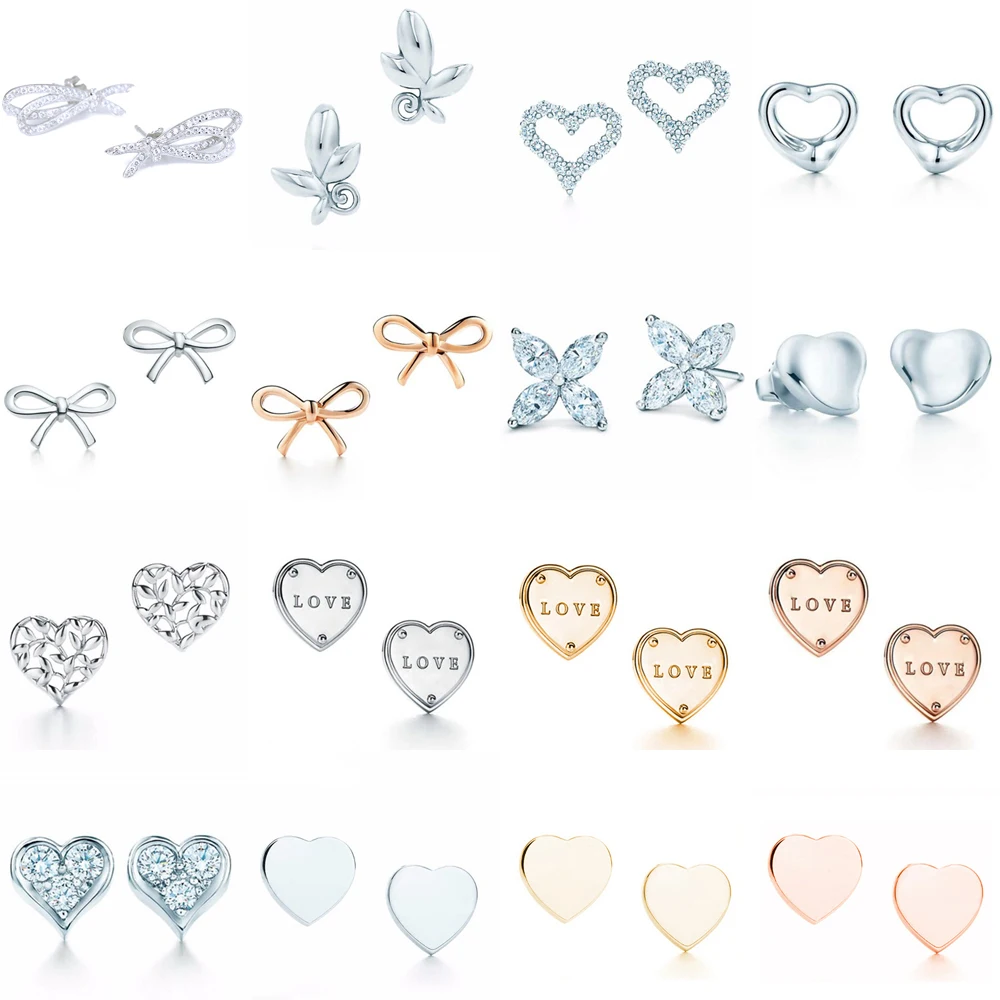 High Quality 100% 925 Sterling Silver TIFF Bow-knot Original 1:1 Zircon Heart Earrings Has Logo Women Fashion Jewelry Gift
High Quality 100% 925 Sterling Silver TIFF Bow-knot Original 1:1 Zircon Heart Earrings Has Logo Women Fashion Jewelry Gift