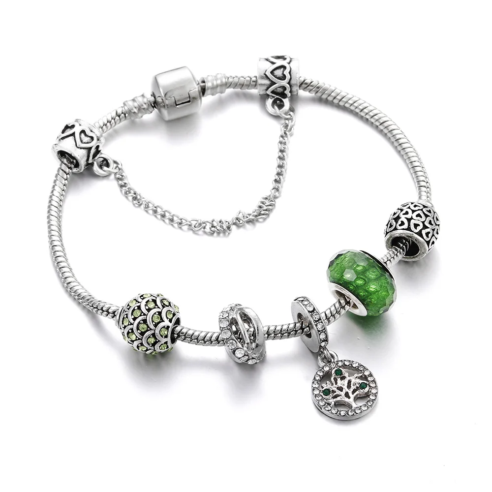 Handmade Women Bracelet Green Tree Of Life Pendant Link Bracelets Bangles Vintage Jewelry Girl Gift Femme Accessories DIY | Украшения и