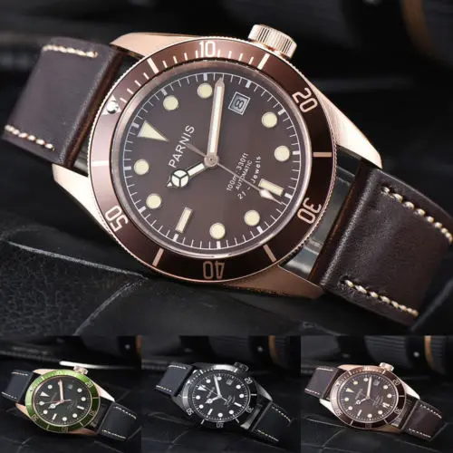 

New Luxury 41mm Parnis Green Brown Black Dial Sapphire Glass Luminous Marks 21 jewels Miyota 8215 Automatic Movement Men's Watch