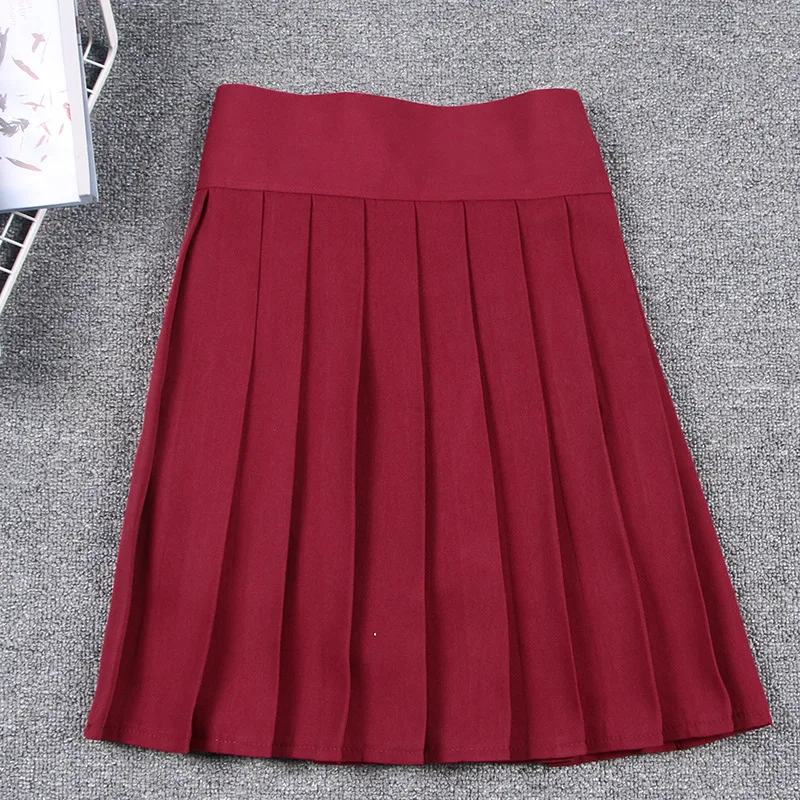 Японская Милая плиссированная юбка для косплея школьная однотонная мини с