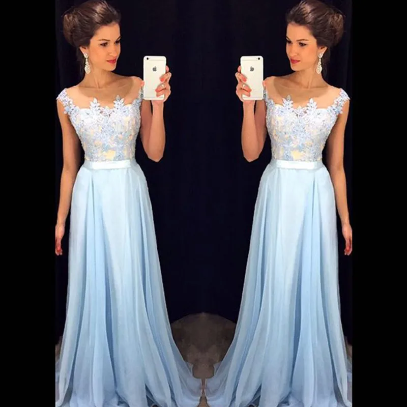 Vestido De Noche Woman Top Lace Prom Gown Scoop Neck Floor Length Chiffon Elegant Wedding Party Dress
Vestido De Noche Woman Top Lace Prom Gown Scoop Neck Floor Length Chiffon Elegant Wedding Party Dress