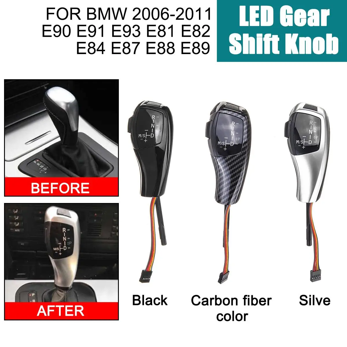 LED Manual Gear Shifts Knob Stick Lever LHD Cable C 64mm Automatic Knob For BMW E90 E91 E92 E93 E81 E87 E87 LCI E82 E88
LED Manual Gear Shifts Knob Stick Lever LHD Cable C 64mm Automatic Knob For BMW E90 E91 E92 E93 E81 E87 E87 LCI E82 E88